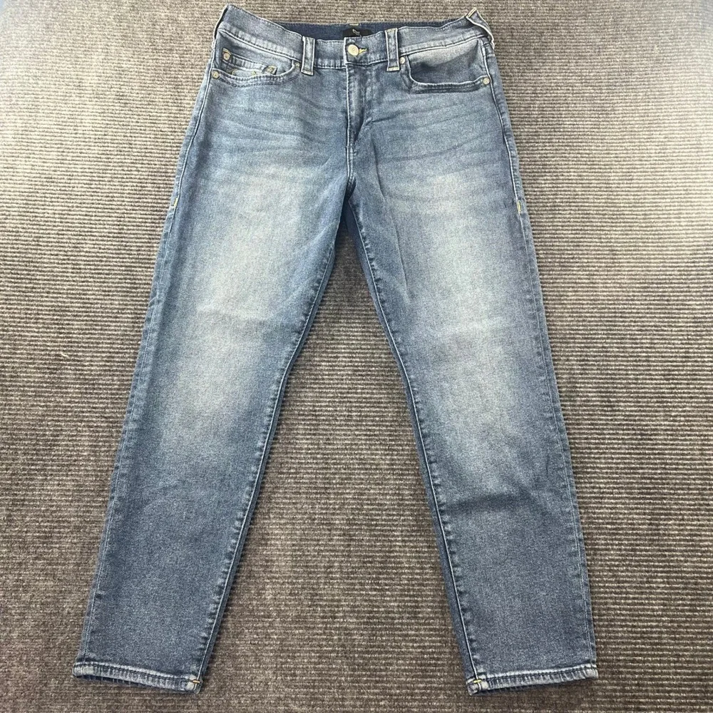 True Religion Danny Tapered Jeans Mens 34x29 Blue Medium Wash Horseshoe Pocket